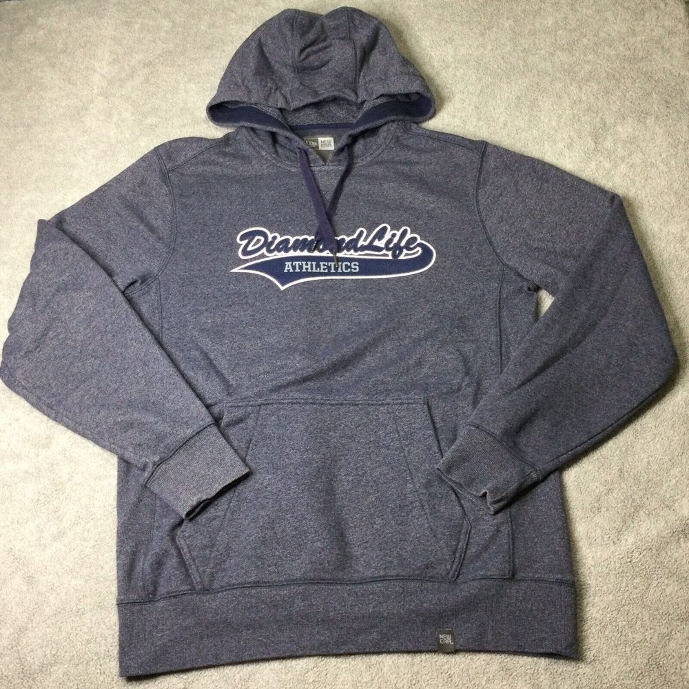New Era Hoodie Sweatshirt Mens Large Diamond Life Grey Baseball Pullover